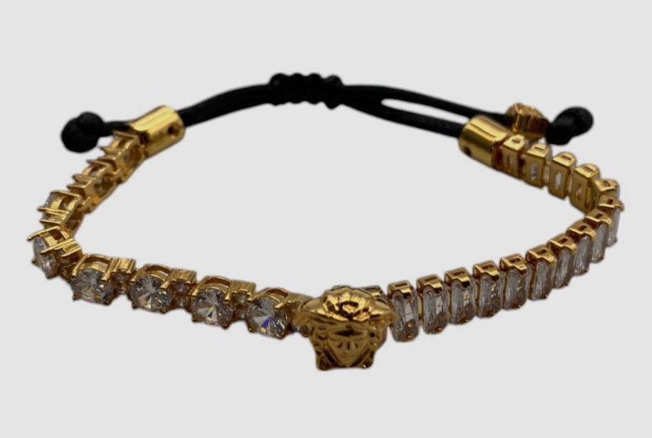 Versace Women’s Gold Glass Crystal Cord Bracelet Size M