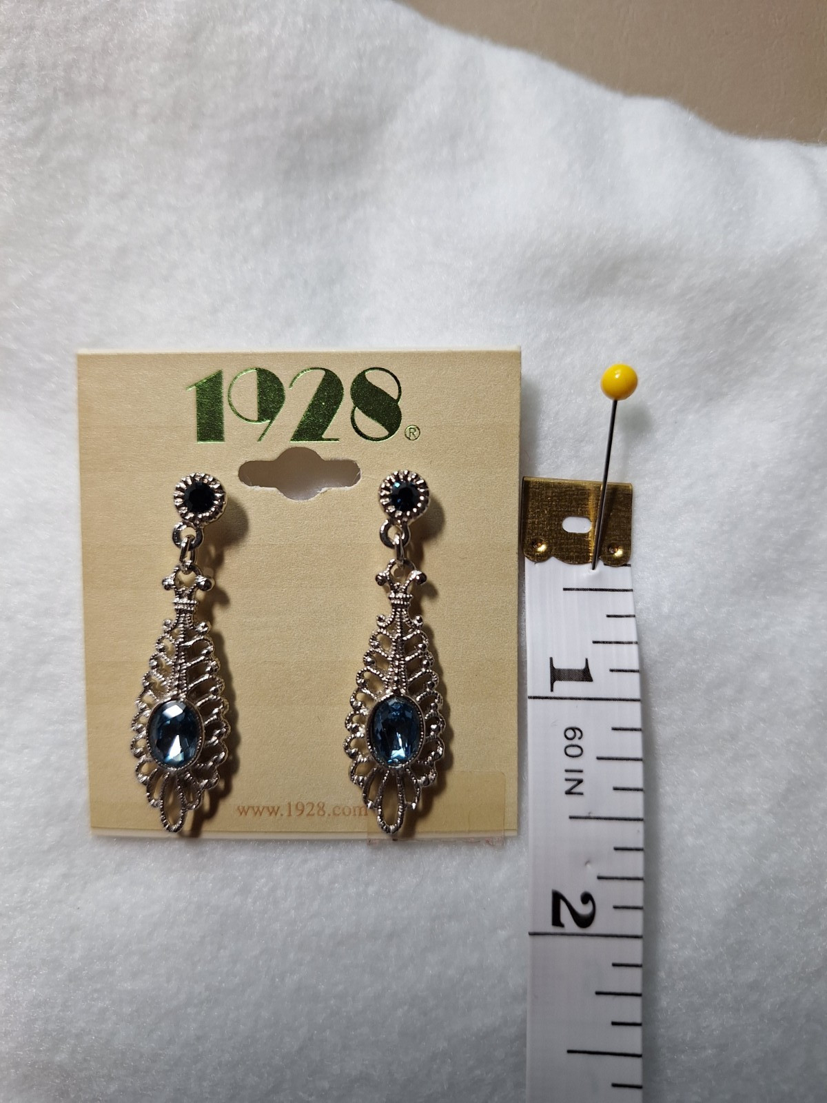 1929 Silver With Blue Saphire Rhinestone Ear Rings