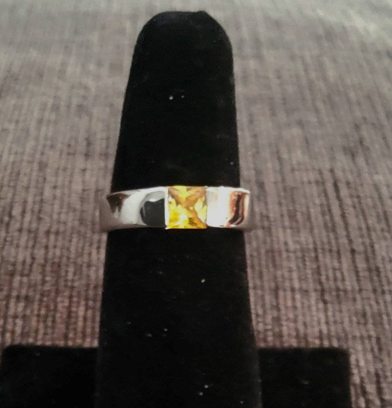 Park Lane SPECIAL HOSTESS RING Sparkling SILVER BAND w/CANARY YELLOW CZ – SZ 10