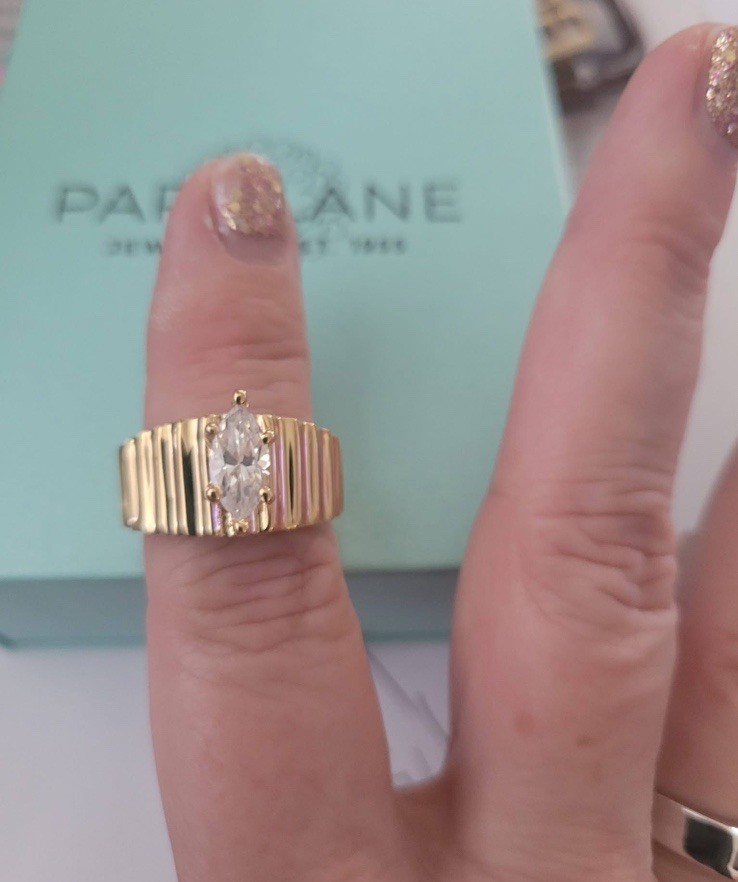 PARKLANE VINTAGE JEWELRY RING CUBIC ZERCONIA, SZ 8 MARQUISE, NEW ORIGINAL BOX