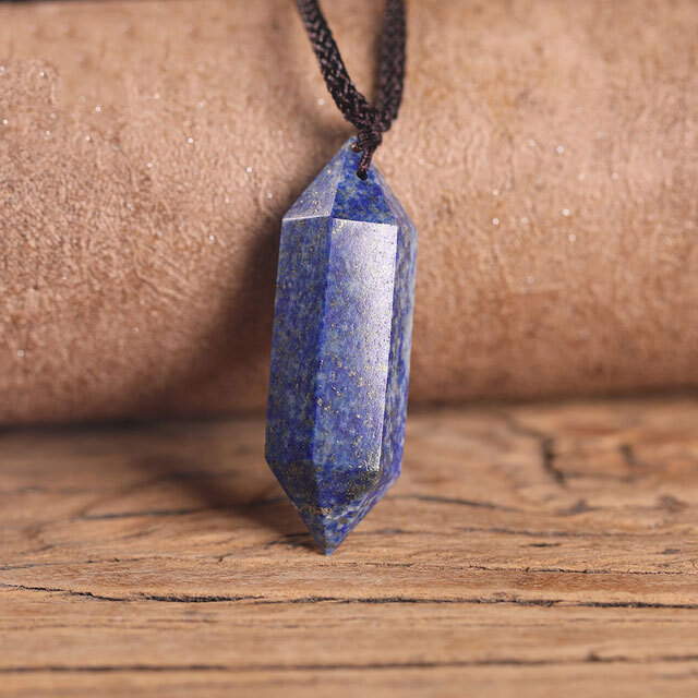 Natural Stone Crystal Hexagonal Points Pendant Healing Amulet Unisex Necklace