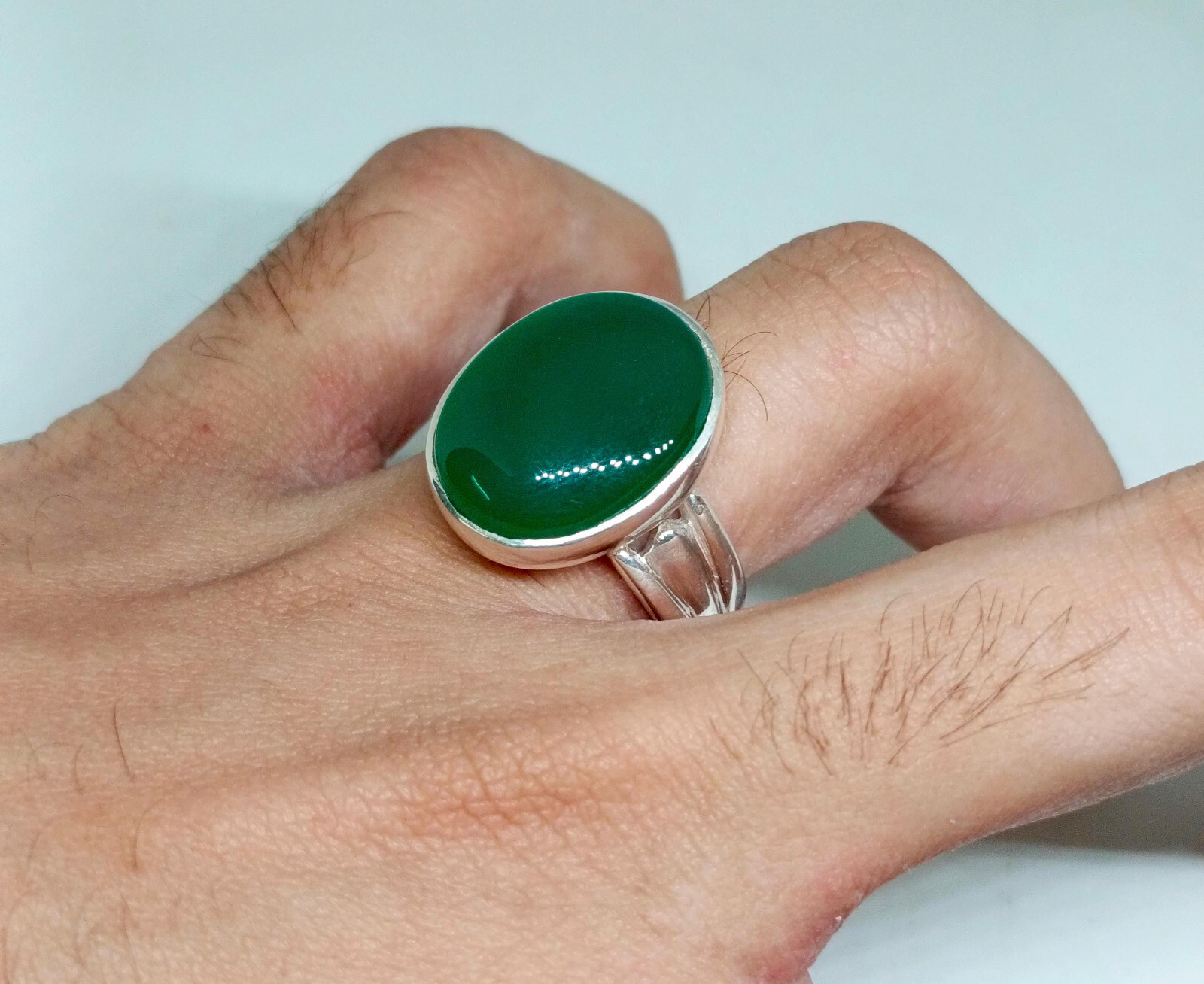 Green Agate Gemstone Sterling Silver 925 Handmade Unisex Ring Everyday Were Ring