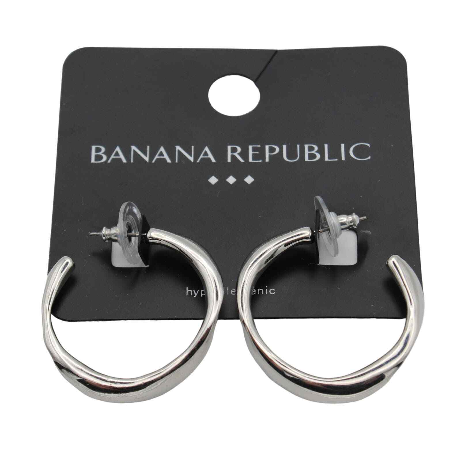 Banana Republic Silver Open Hoop Earrings #BRE34