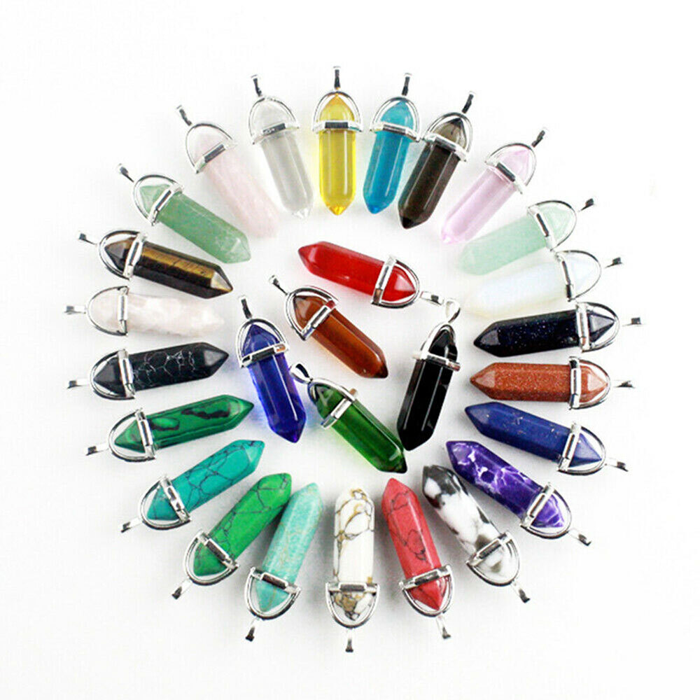 Hexagonal 48X Reiki Point Crystal Stone Natural Quartz Necklace Jewelry Pendant