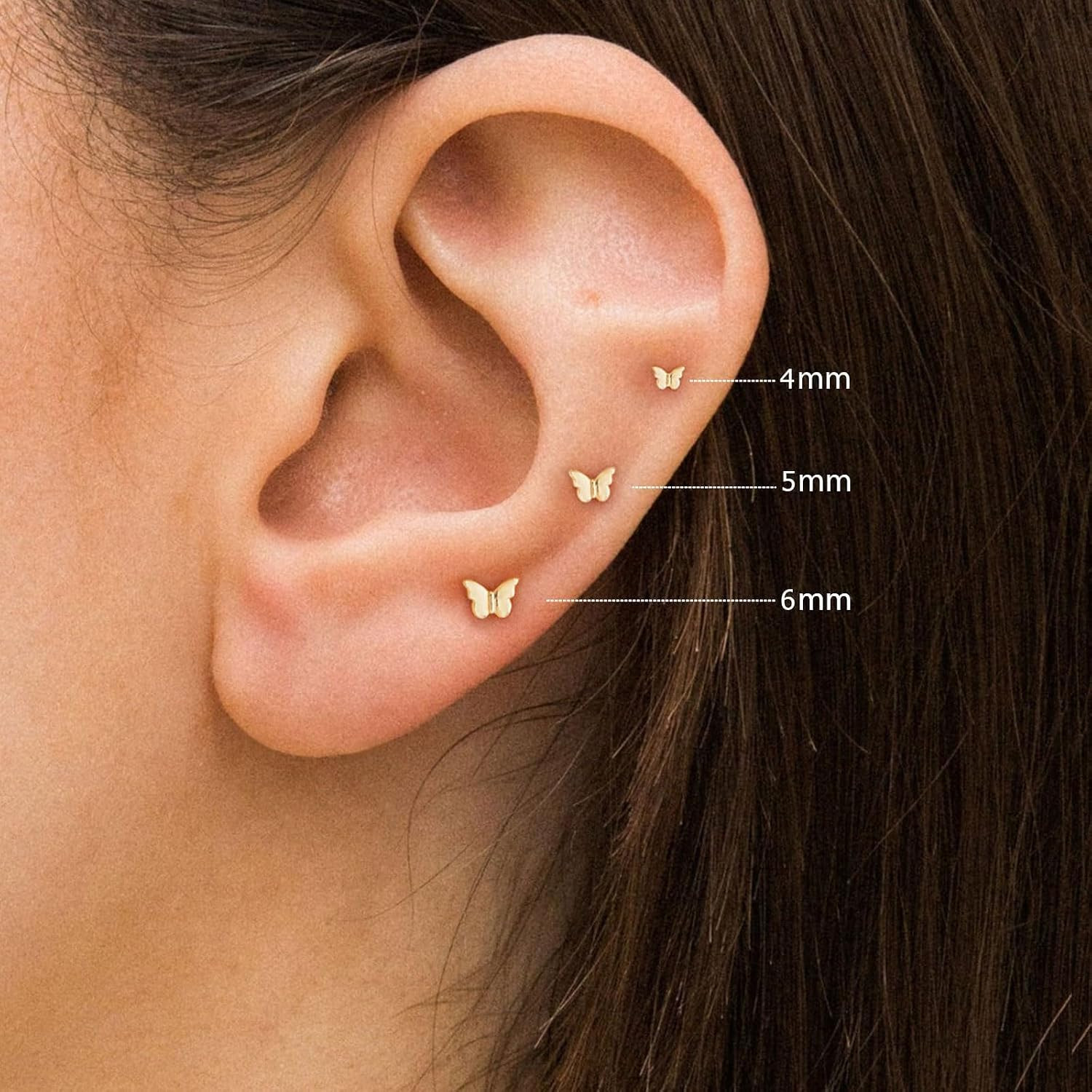 20G Tiny Flat Back Earrings for Women – 14K Gold/Silver Plated Small Flat Back S