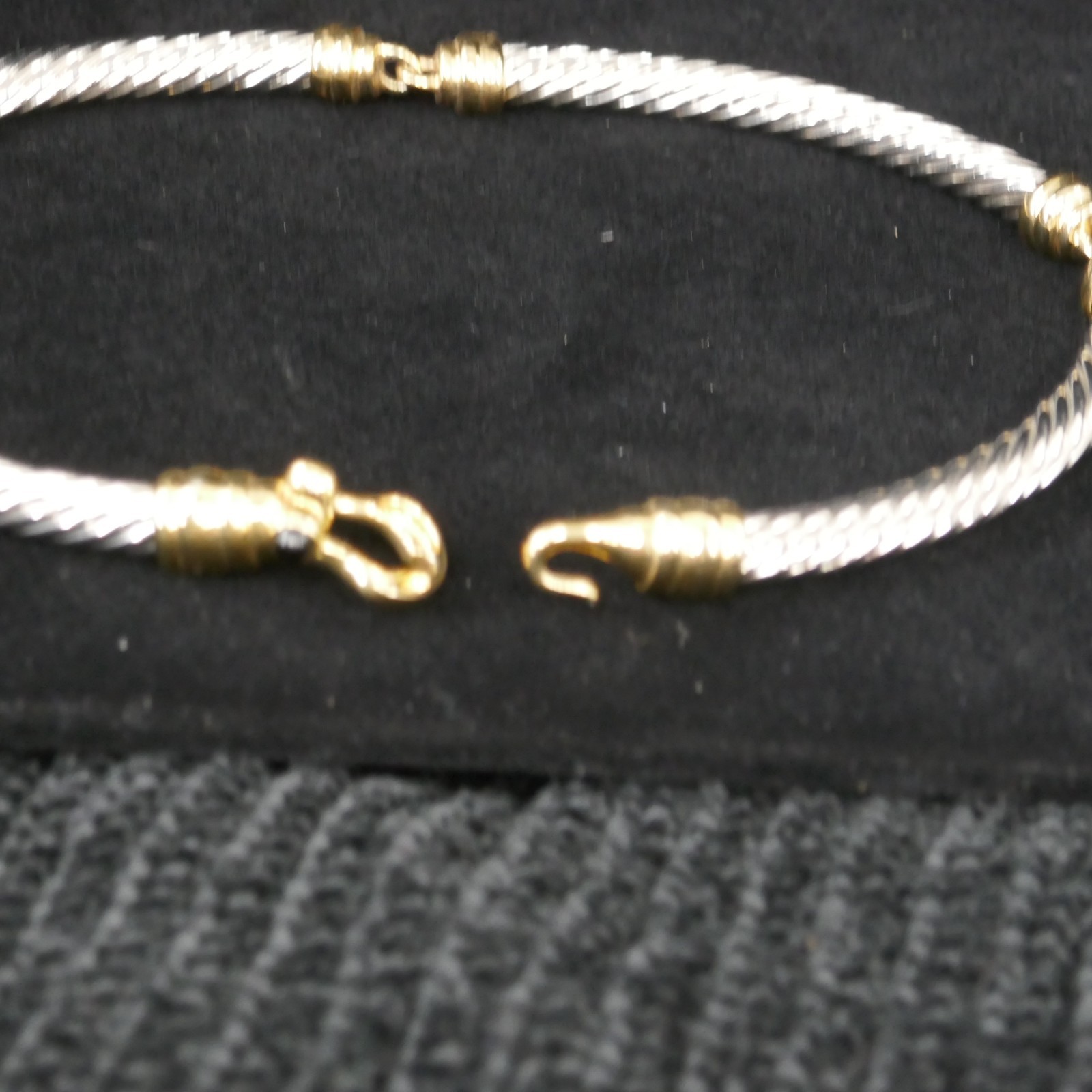 Silvertone Twisted Cable Choker Necklace Goldtone Hook Clasp 16 inches