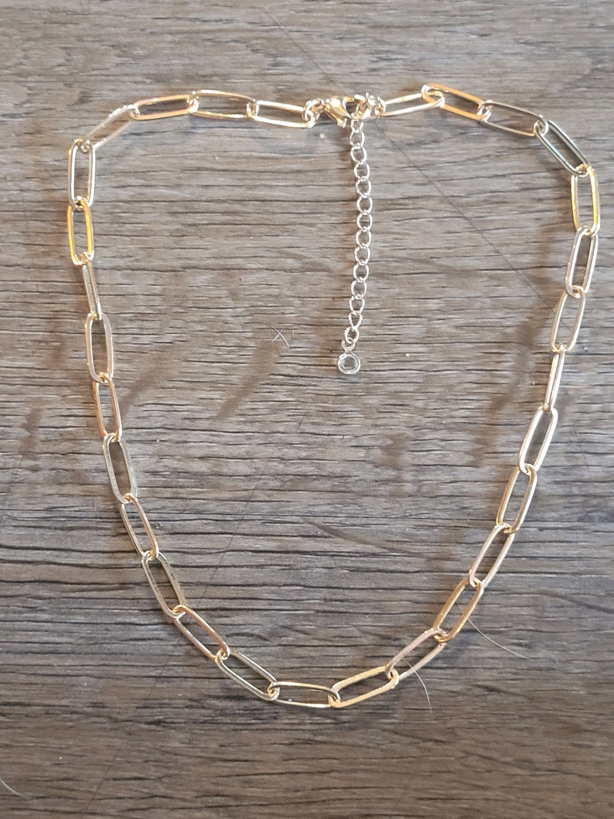 Goldtone Adjustable Paper Clip Chain Necklace Lobster Clasp Women’s Jewelry