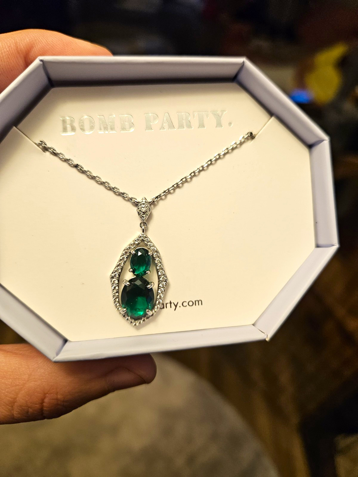 Bomb Party Arabian Shimmer Lab-Created Emerald Crystal Pendant Necklace RBP3397