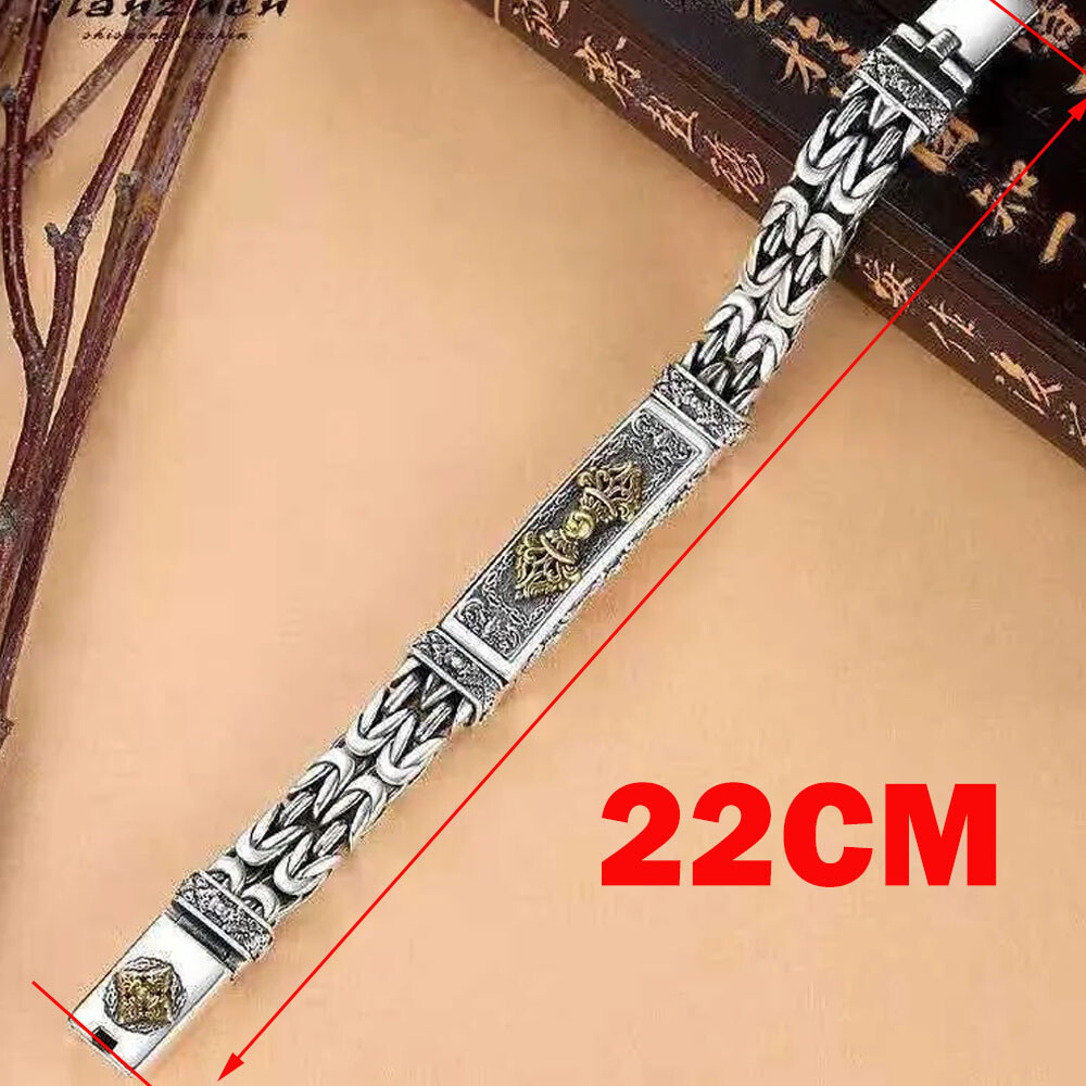 22cm Silver Plated Bangle Bracelet Chain Popular Vintage Jewelry Men’s Gift NEW