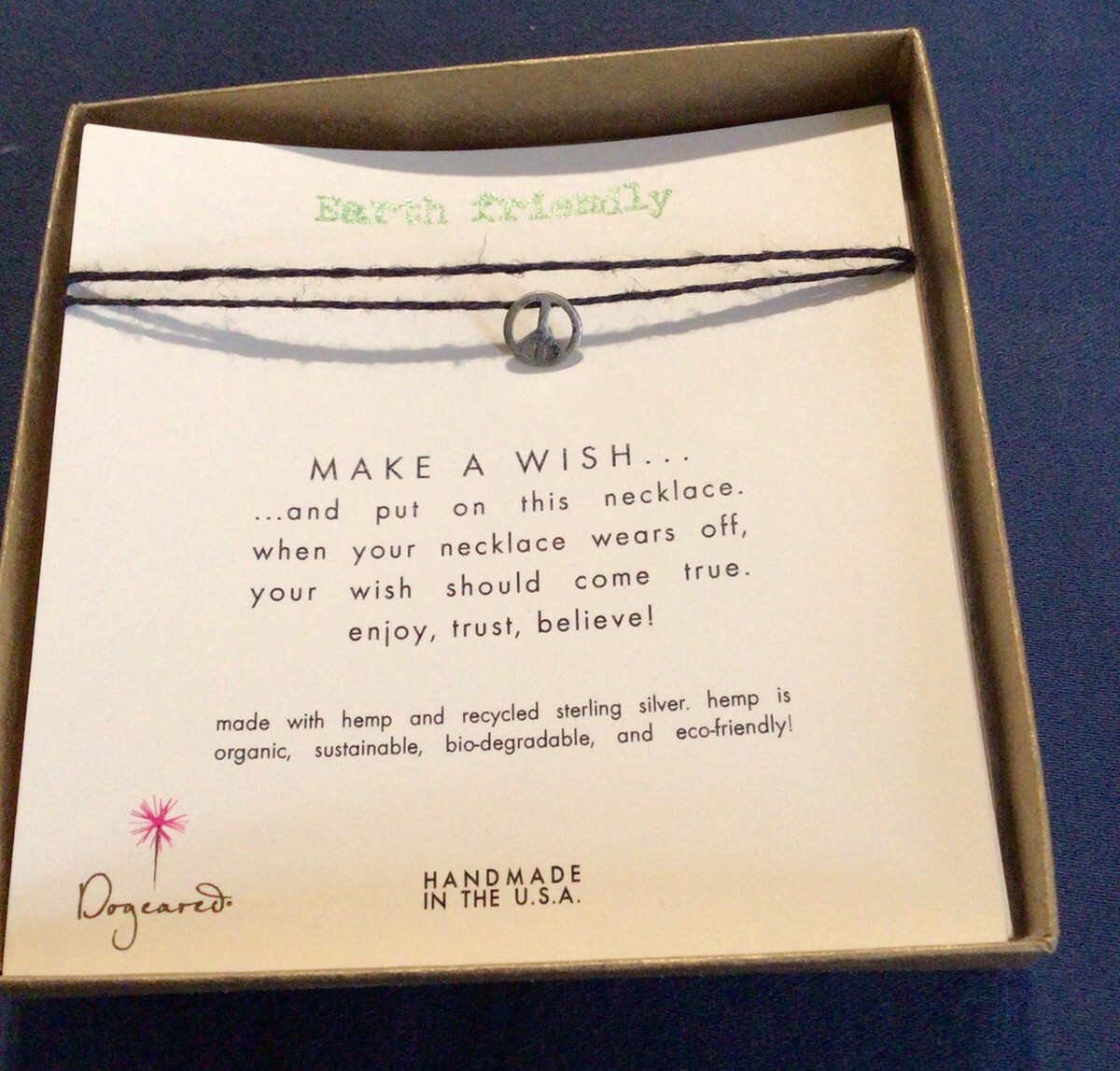 Dogeared Make A Wish Peace Sign String Necklace