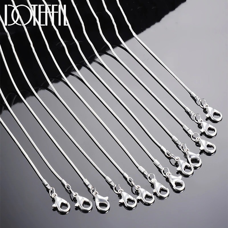 925sterling solid Silver lots 2-5-10PCS 1mm / 2mm snake chain Necklace 16-30inch