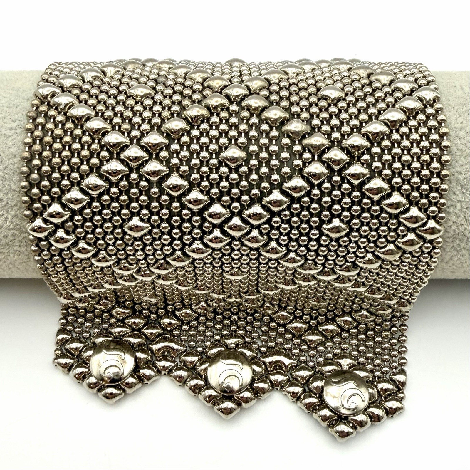 Vintage 1990s SG Liquid Metal Sergio Gutierrez B11-AS Wide Cuff Bracelet 7 Inch