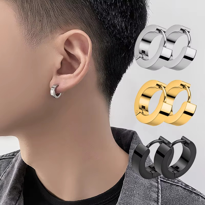 1 Pairs Multi Types Unisex Black Gold Color Stainless Steel Earring for Women Me