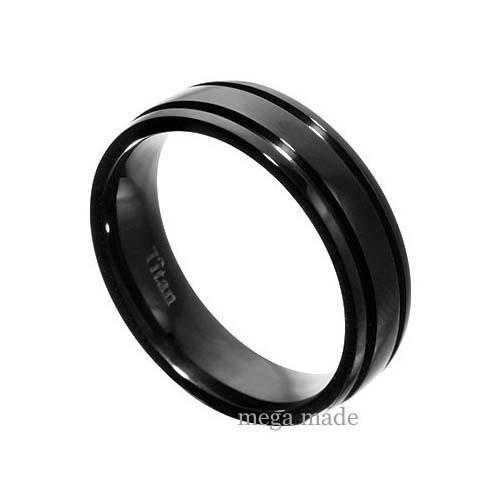 6mm Classic Double Groove Black Titanium Men Wedding Band Engagement Ring Sz9