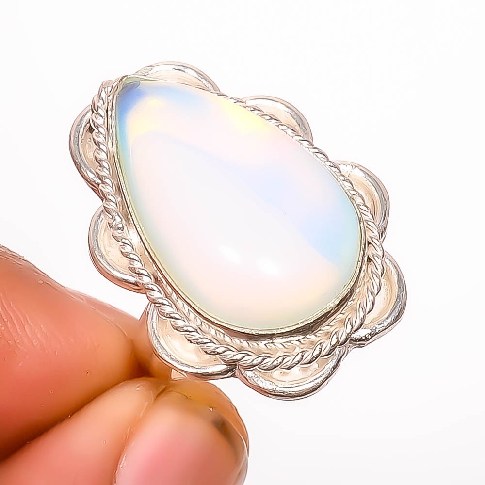 Milky Opal Gemstone 925 Silver Plated Ring s.7.5 TR7508-2008