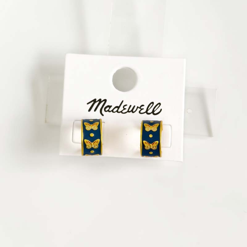 New 15mm Madewell Enamel Huggie Hoop Earrings Women Party Vacation Jewelry Gift