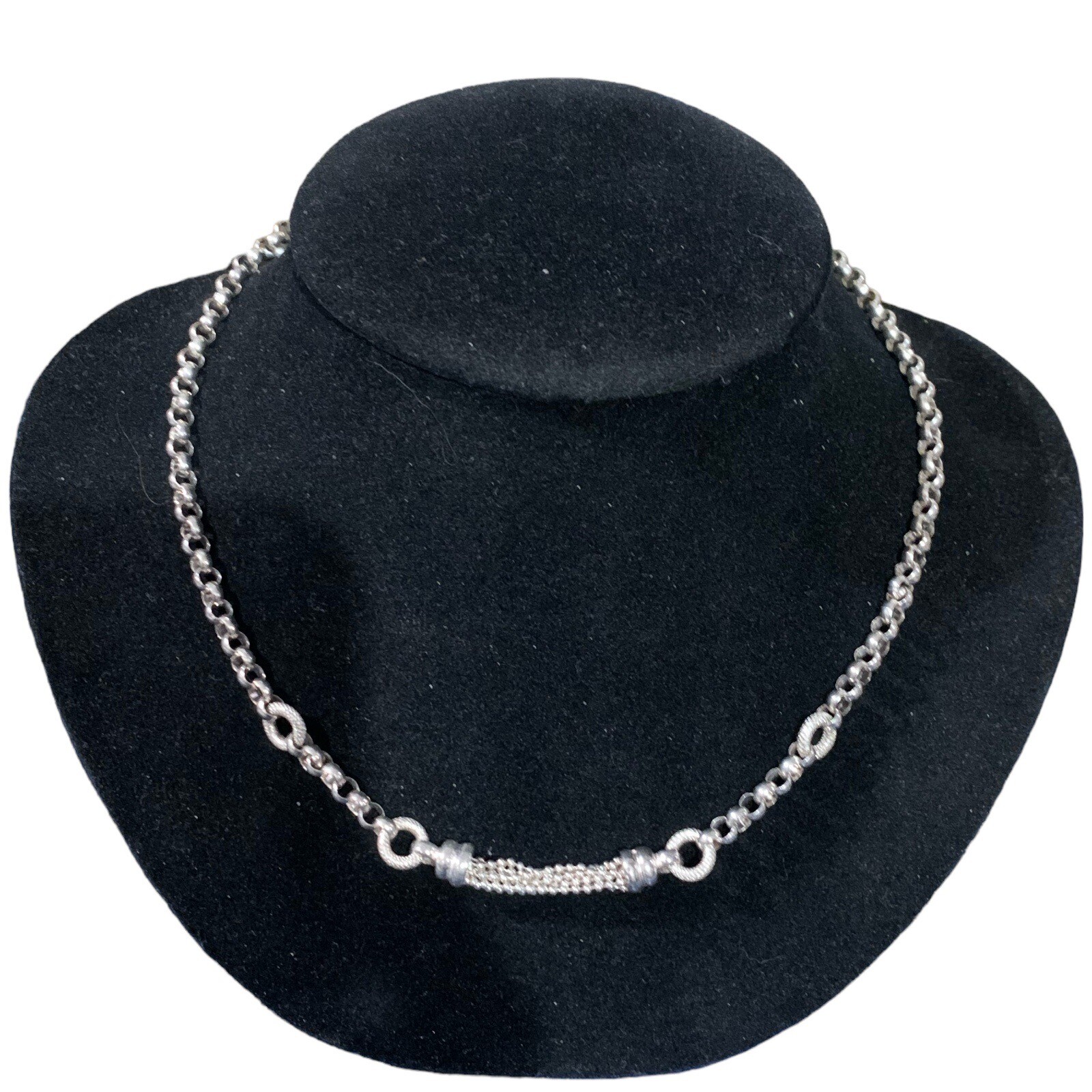 Sterling Silver 925 Necklace 17” With Roll Links 23 Grams