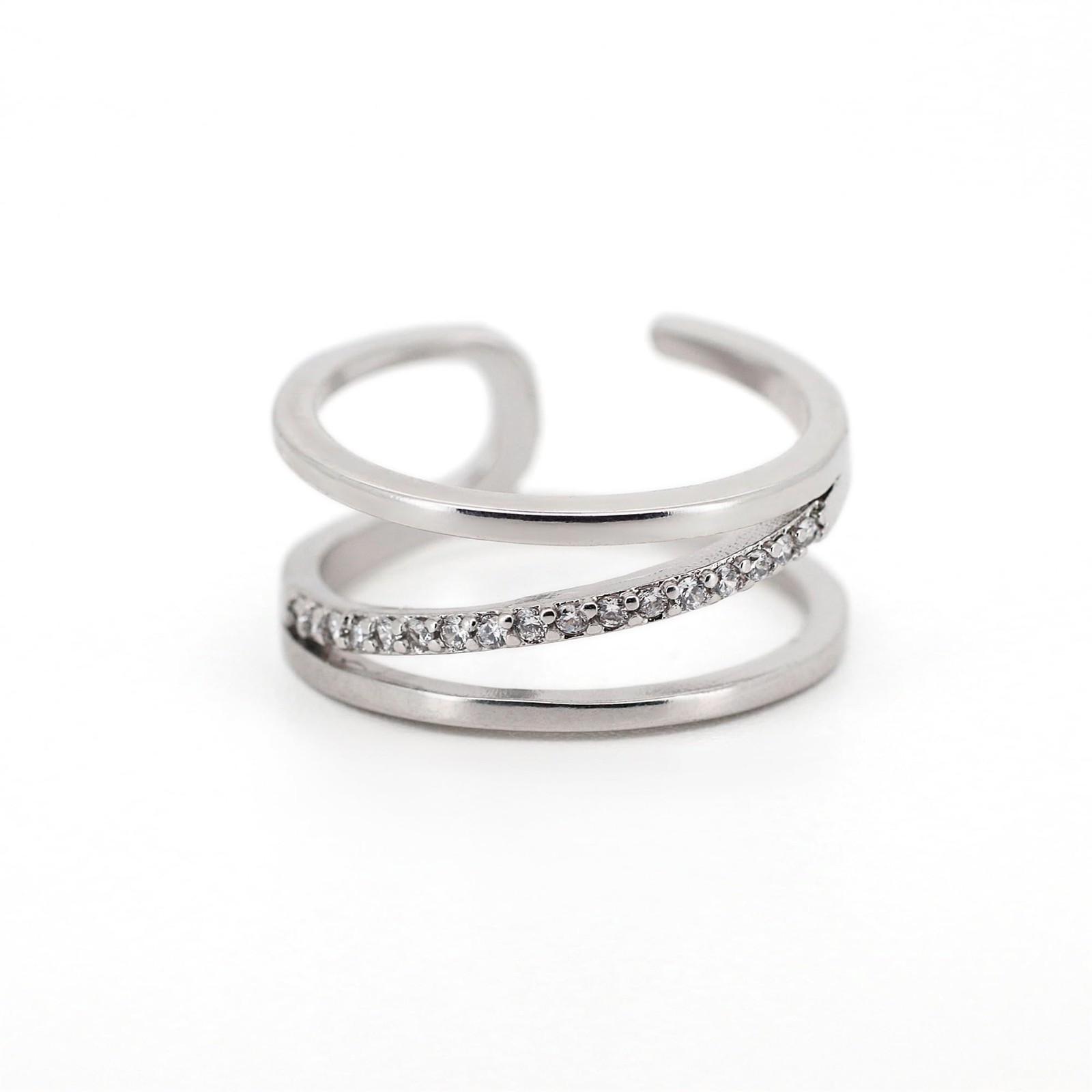 18K Gold Plated Zircon Band Ring – Stackable Gift for Women, Trendy Daily Wear