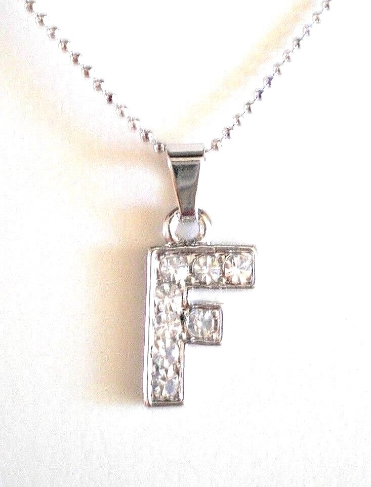 Silver Plated Letter Initial ” F, G, O, ” Necklace 16″ to 17″ Long