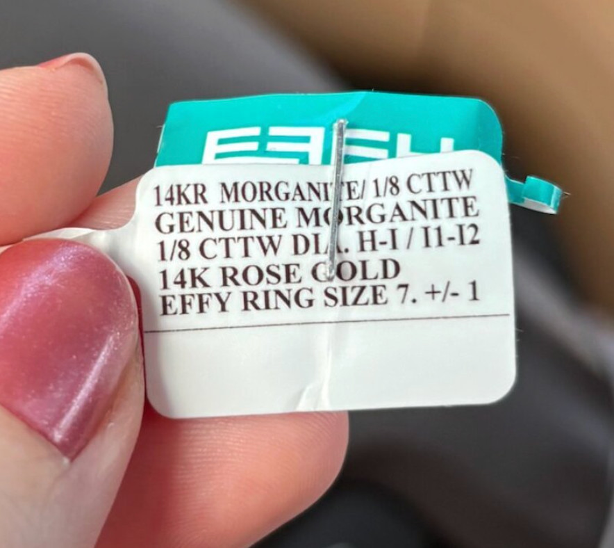 EFFY Genuine Morganite on 14k Rose Gold Cocktail Ring with 1/7 CT T.W Diamonds