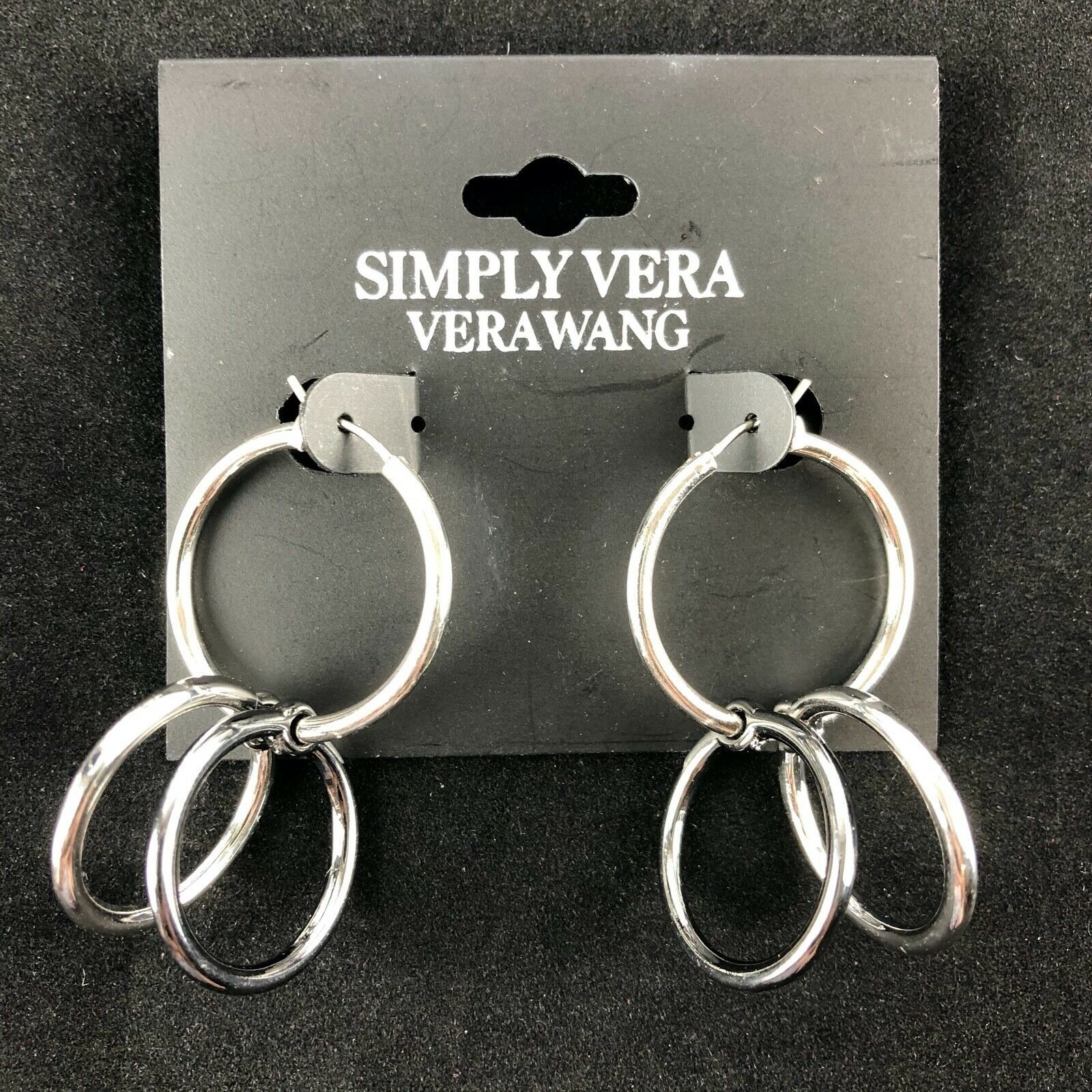 Simply Vera by Vera Wang Earrings 1 3/4″ Silver-tone Dangle Hoops