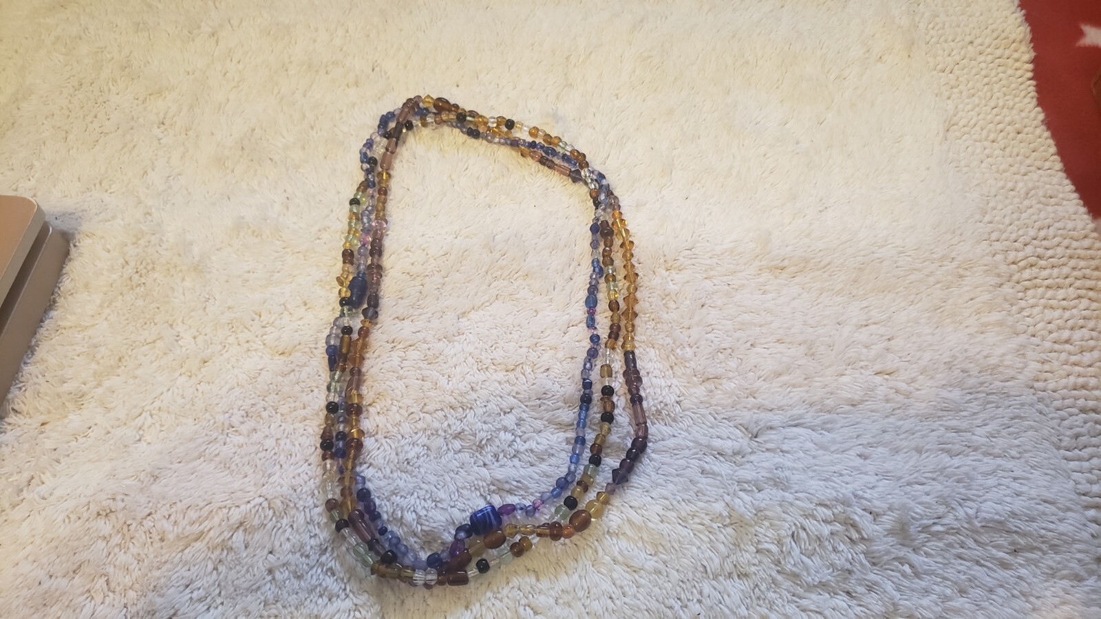 BEADED NECKLACES MULTICOLOR VARIOUS SHAPES SINGLE STRANDS ALL 13″, LOT OF 3