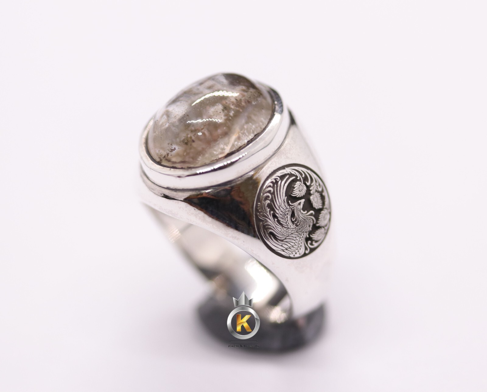 Quartz Statment Men Ring Rutileted Quartz Ring Silver Ring Rutileted Quartz ring