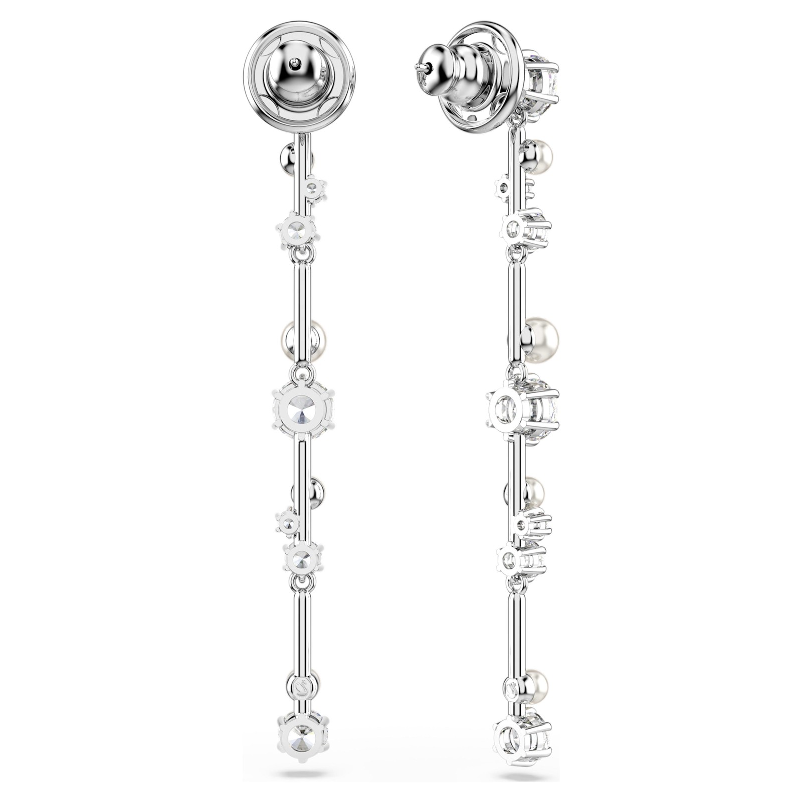 Swarovski Constella Drop Earrings, Crystal Pearl, Round Cuts 5705614