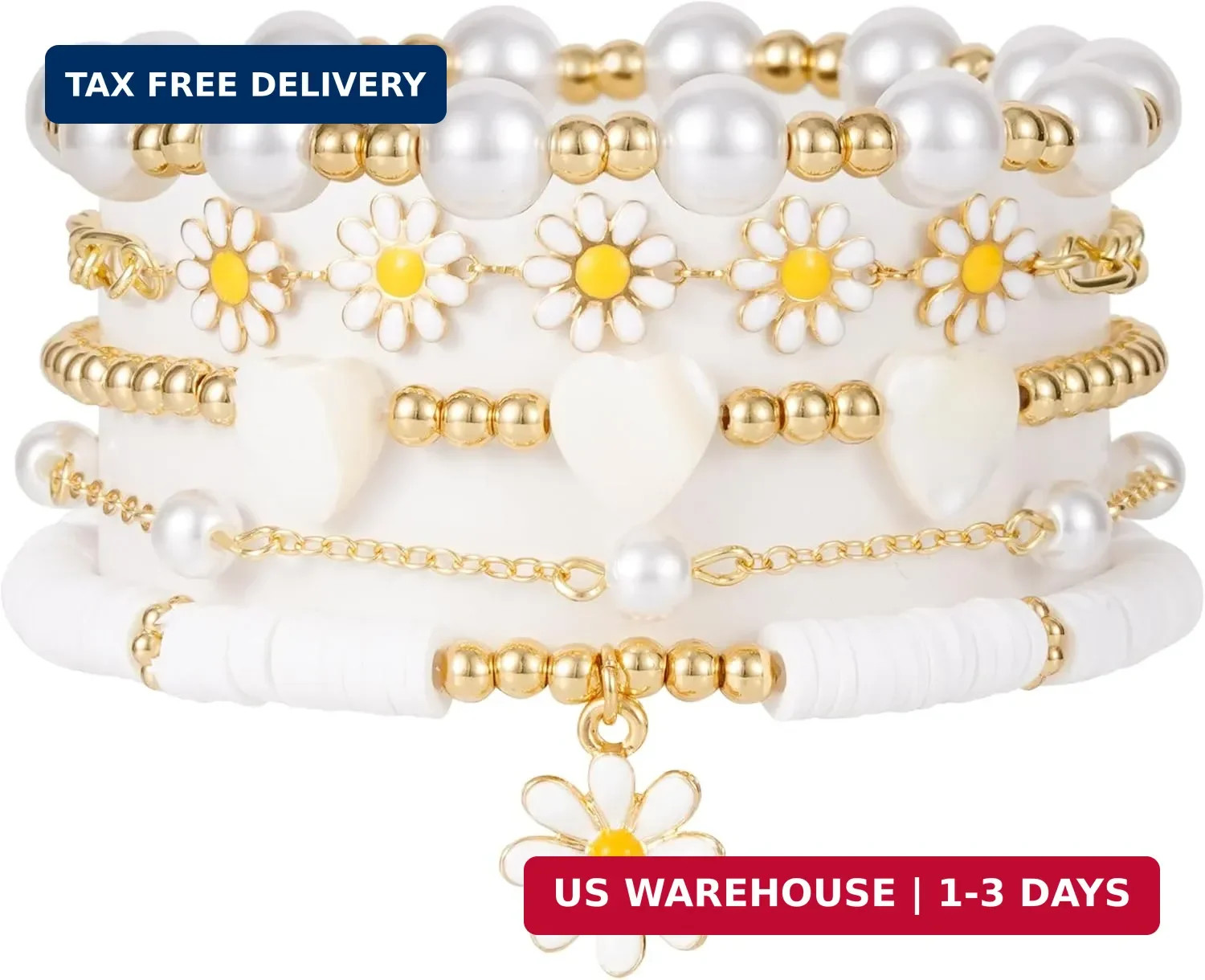 Heishi Beaded Stretch Bracelets Women Stackable Polymer Clay Jewelry