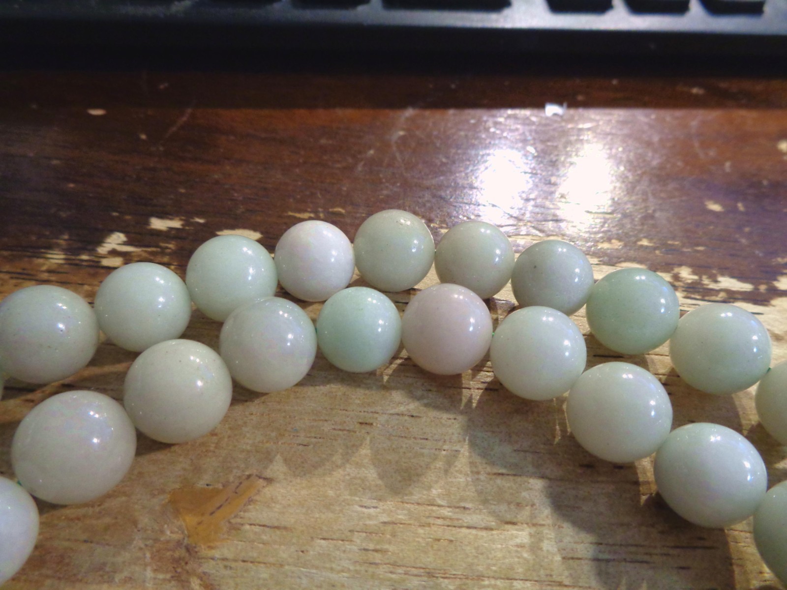 12.5MM MIXED CELADON GREEN LAVENDER JADE JADEITE ROUND BEAD NECKLACE 18-19.5″