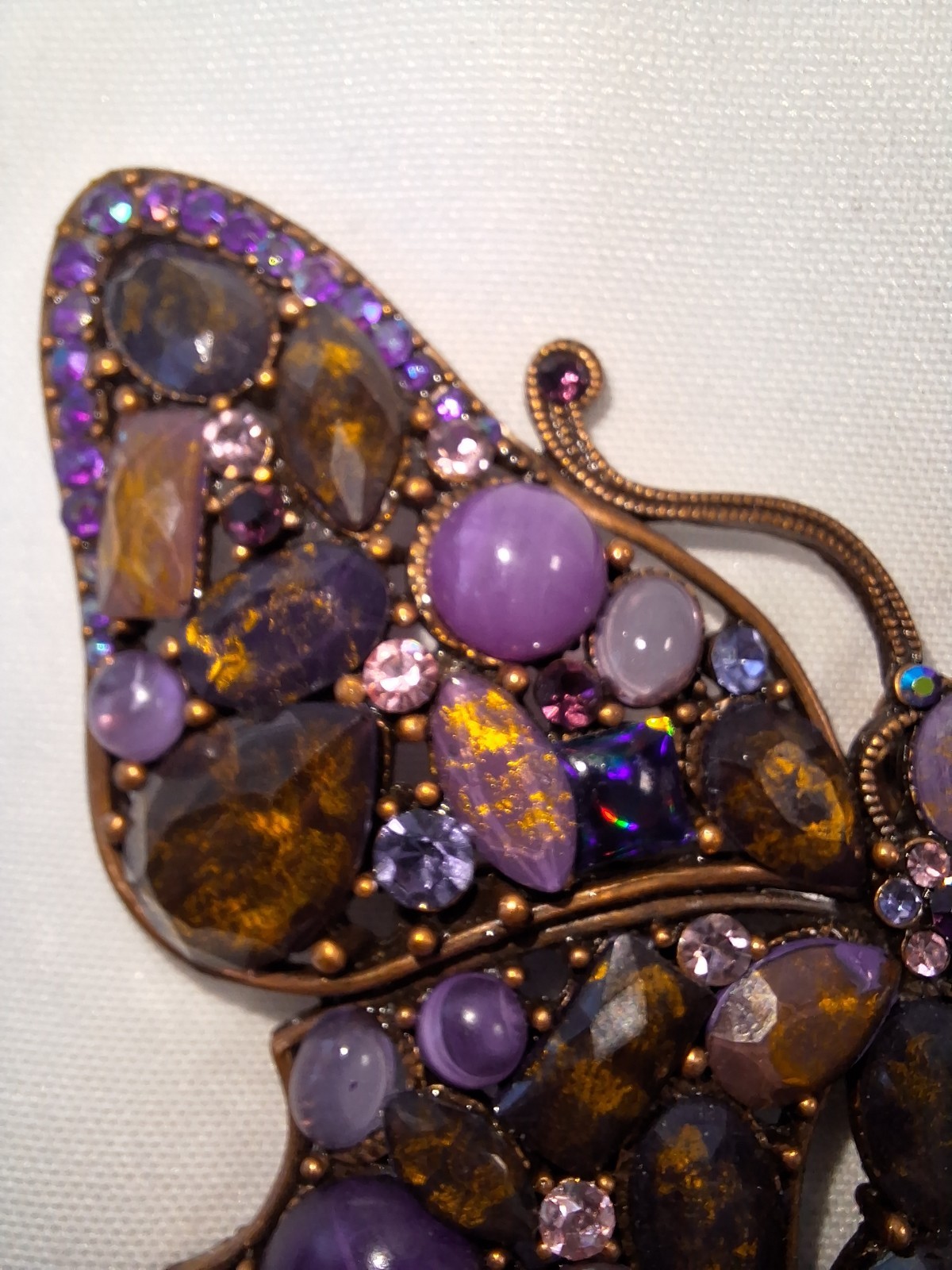 Large Copper Butterfly Gold & Purple Brooch-Pendant