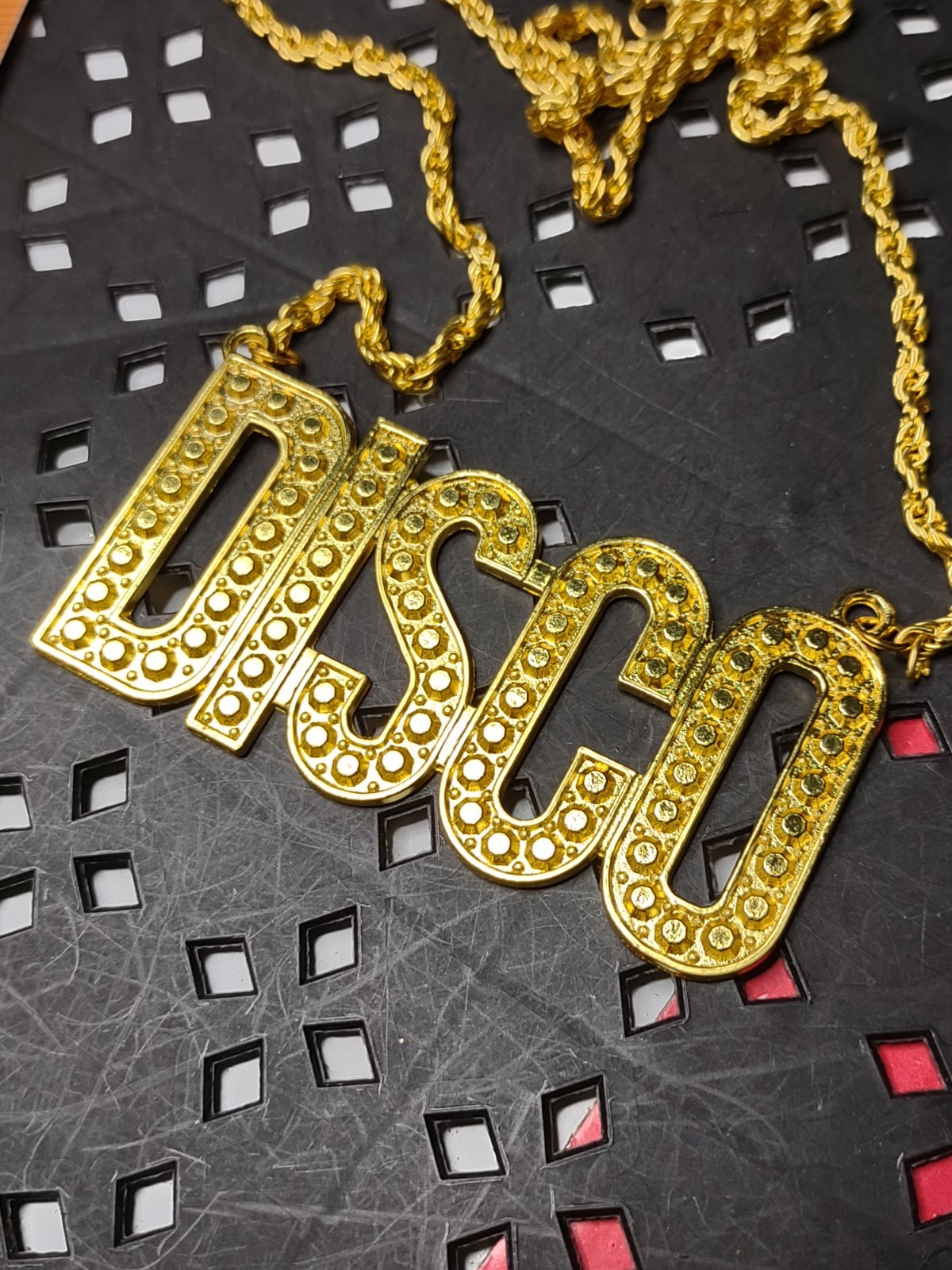 27 Inch Gold Tone Disco Necklace