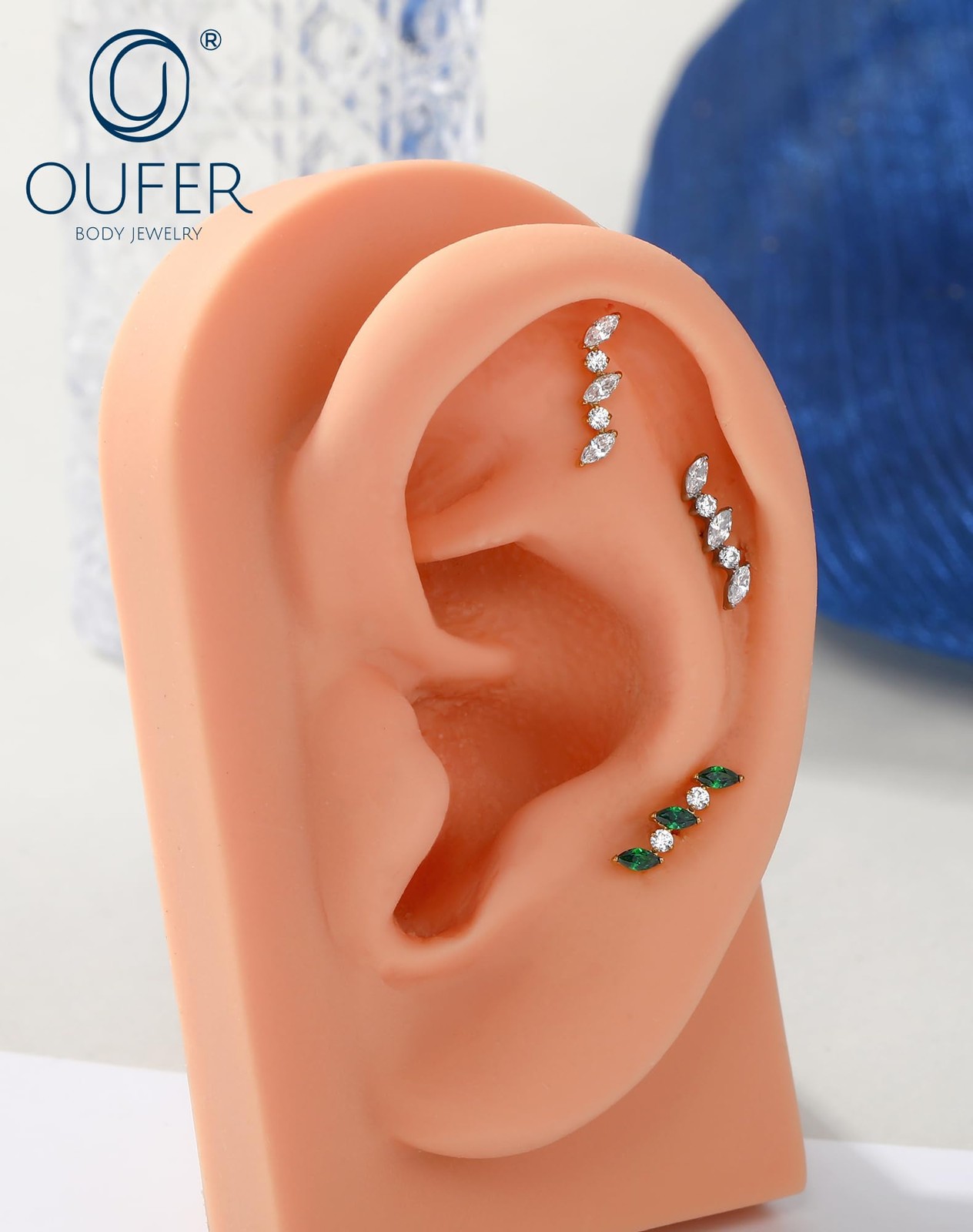 OUFER 18G Titanium Helix Piercing Jewelry-Flat Back Gold 6MM,