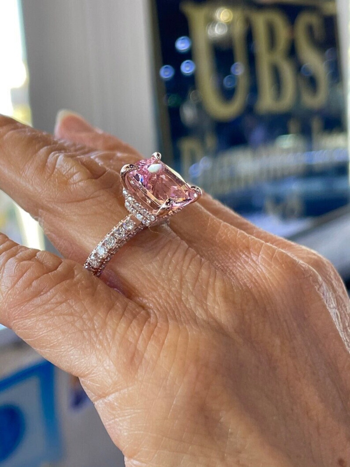 Silver Engagement Ring Morganite Art Deco Bridal’s Wedding Ring Gift For Her