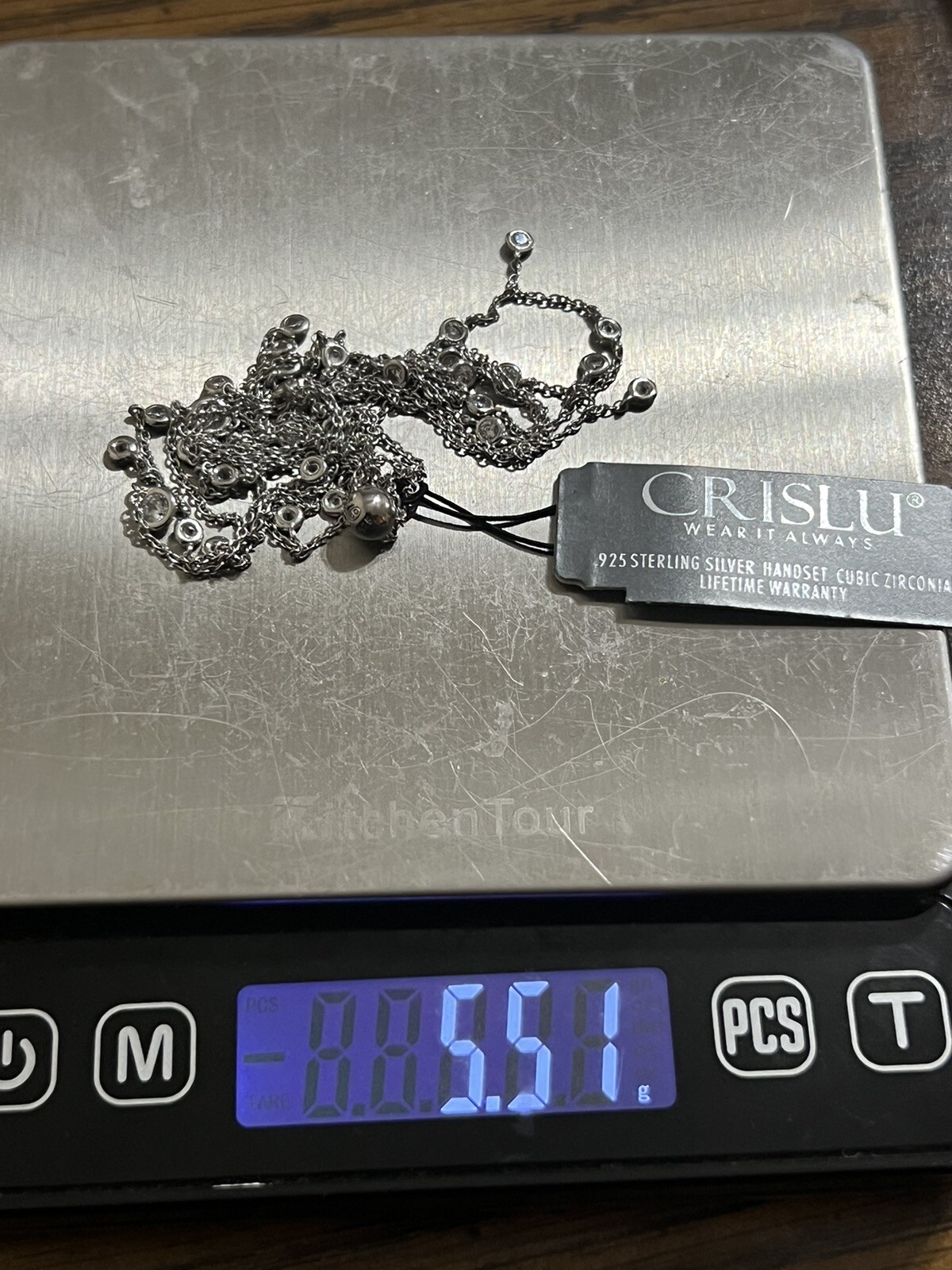 CRISLU 925 Cubic Zirconia Adjustable Y Necklace