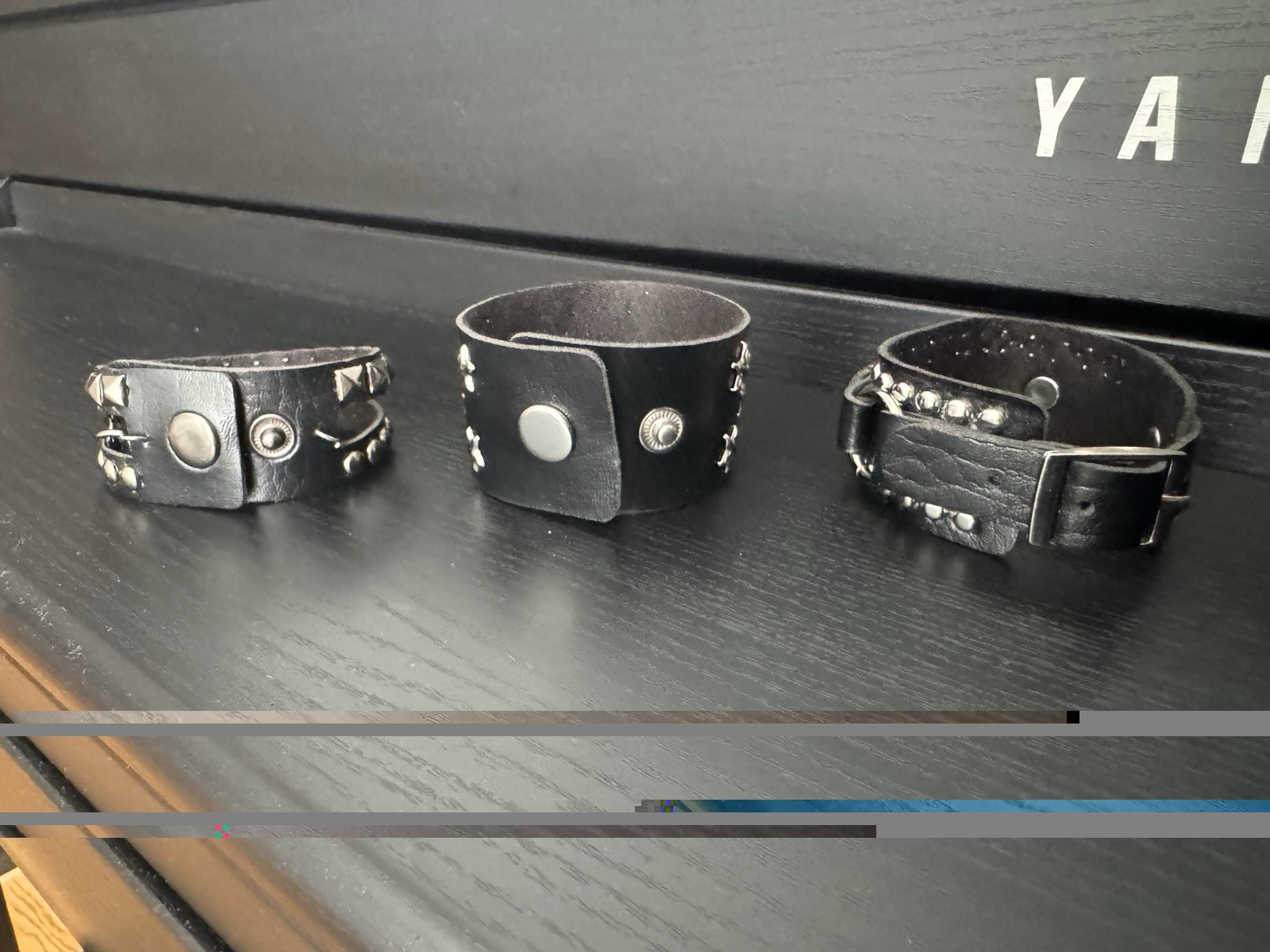 3-Piece Punk Goth Y2K Faux Leather Bracelet Set – Stars, Chain & Studs – New