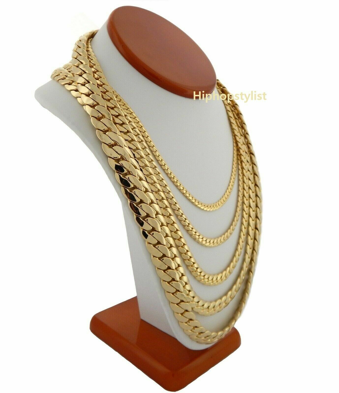 Men’s 14k Miami Cuban Link Chain Necklace Bracelet 4mm to 12mm Gold Plated