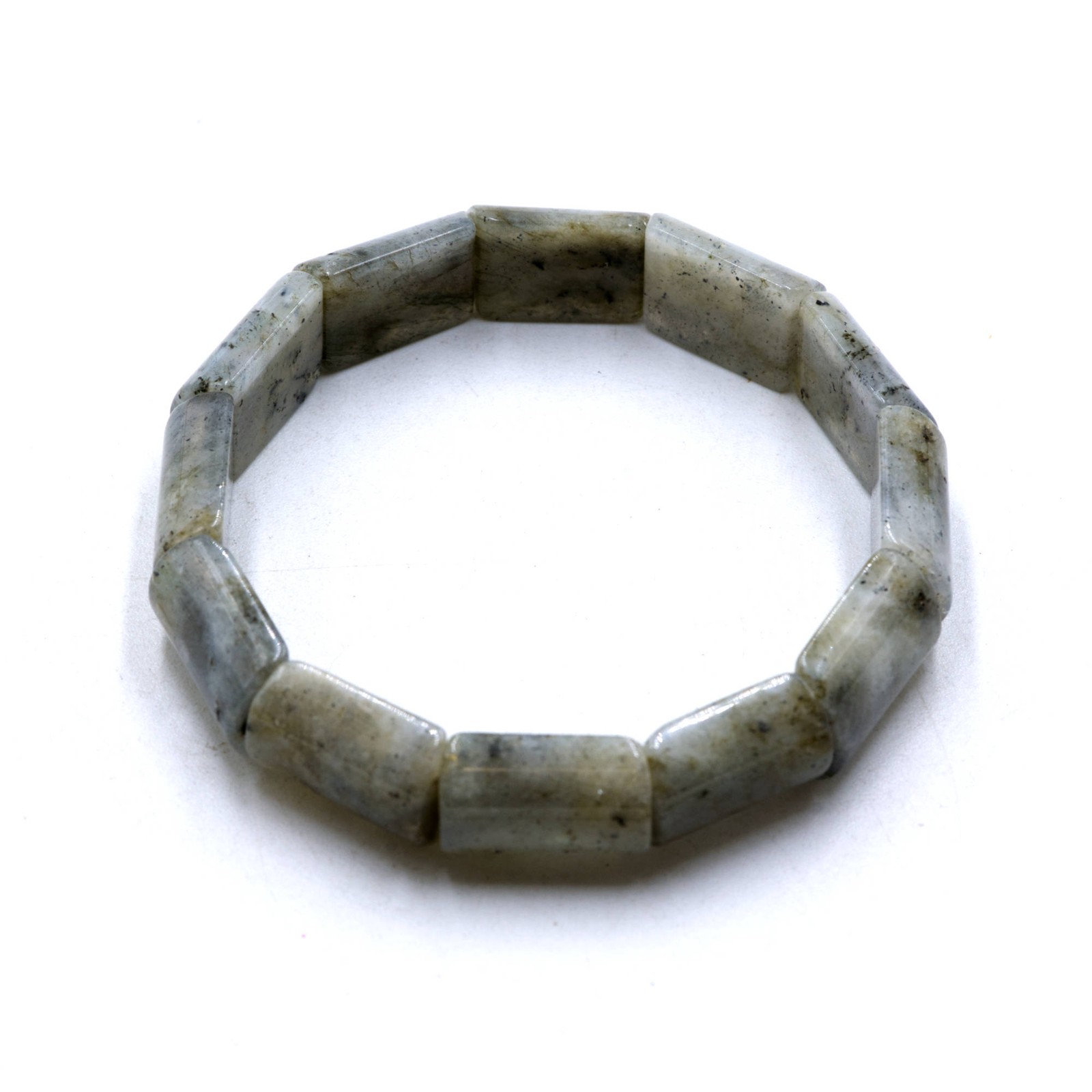 Labradorite Double Drill Elastic Bracelet Bead Size 13x18mm 7.5” Length