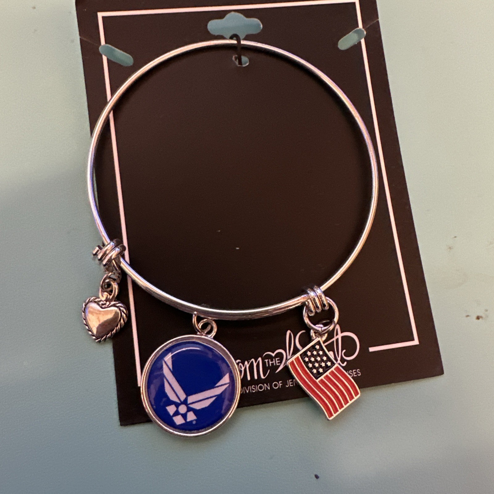 US Air Force Three Charm Bangle Bracelet officially licensed