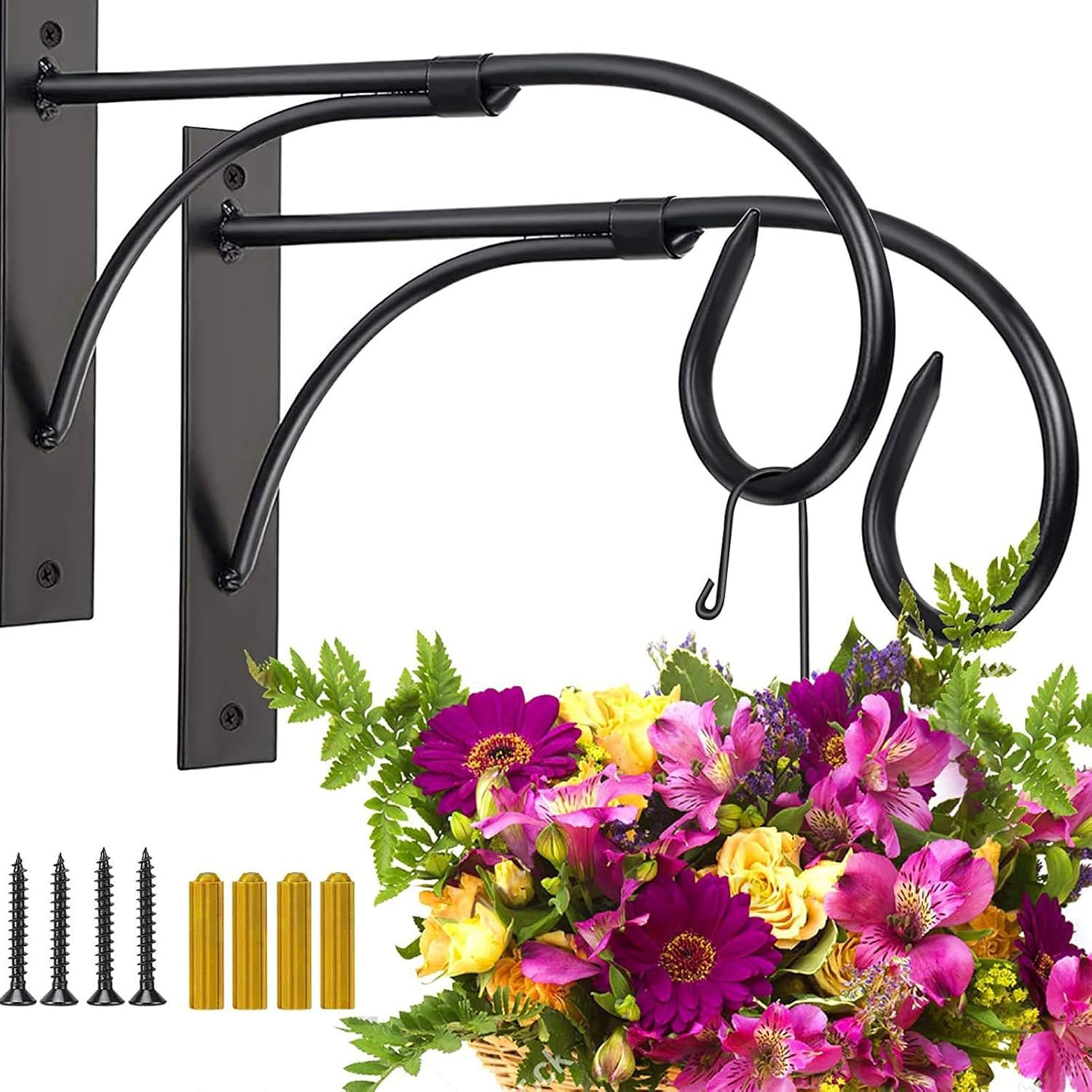 2 Pack Plant Hanging Bracket, 11 inch Wall Mount Plant Hanger Outdoor Indoor,…