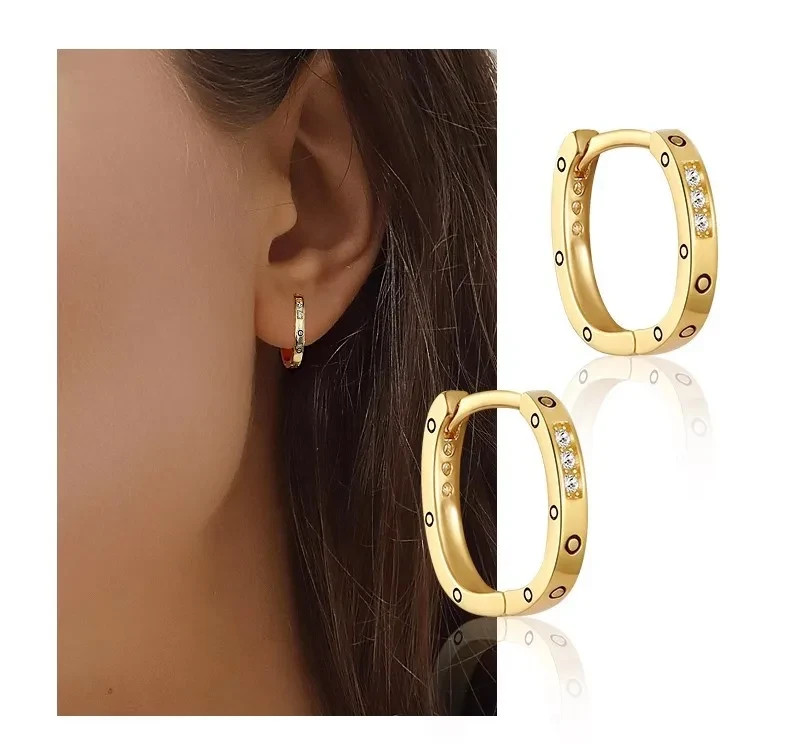 10mm Square CZ Huggie Hoop Earrings Geometric Small Hoops Women Jewellery Gift