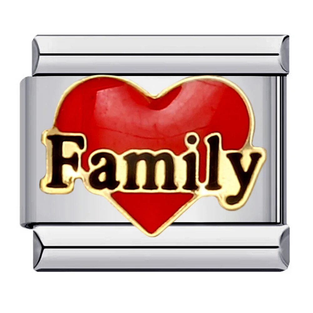 Fashion LOVE Family Glaze Italian Modular Fit 9mm Stainless Steel Bracelet