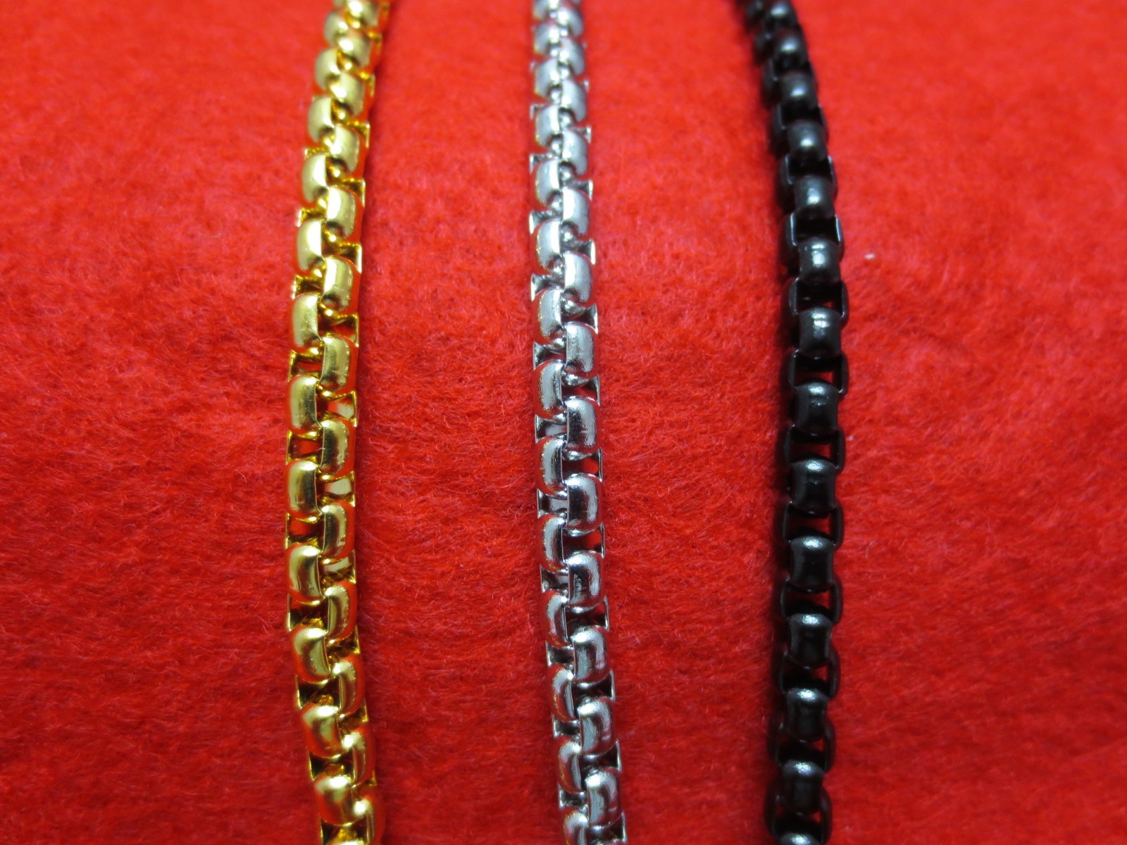 16″-60″ STAINLESS STEEL GOLD,SILVER,BLACK PLATED 5MM SMOOTH BOX ROPE NECKLACE