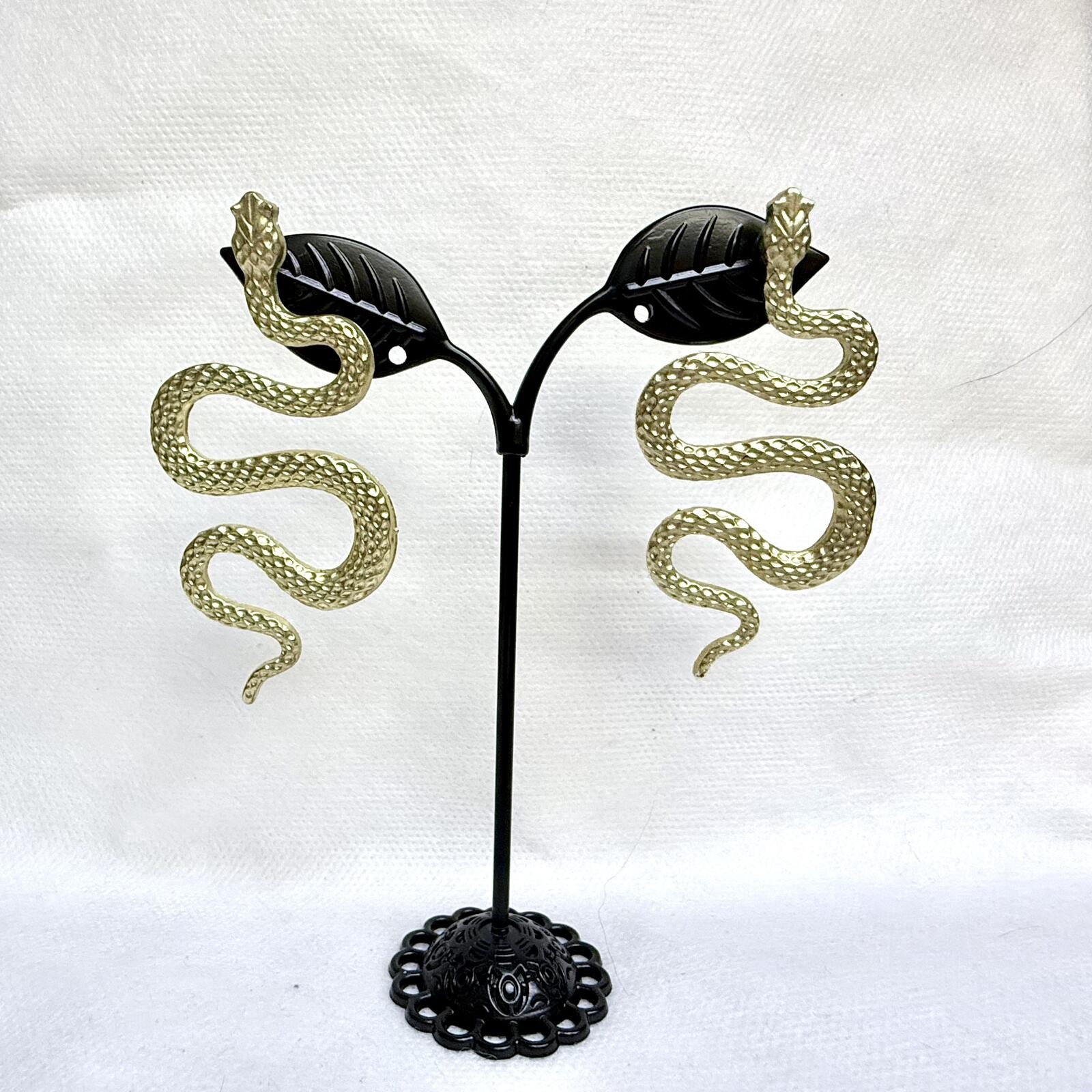 Golden Aura Snake Statement Earrings