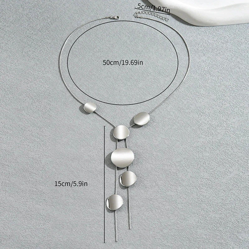 Circular Heart-Shaped Geometric Necklace Hollow Y-Shaped Design Creative Long Pe