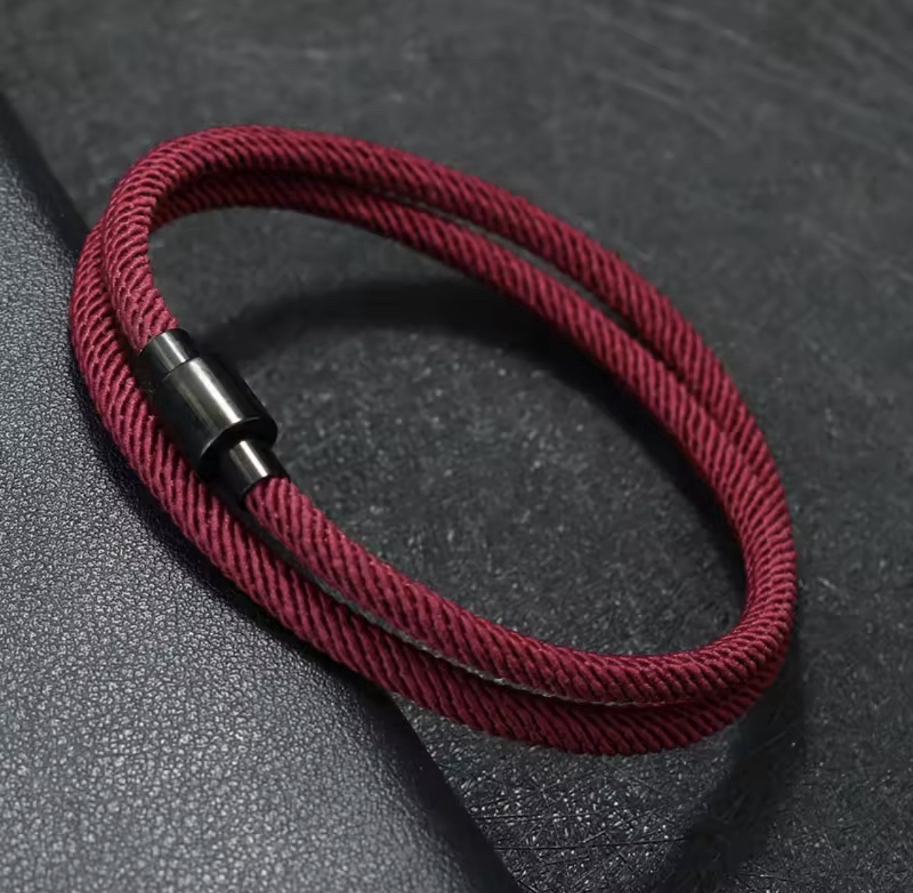 6pcs Men’s wrap bracelet set, magnetic closure, rope alloy, 4mm/19.5 cm
