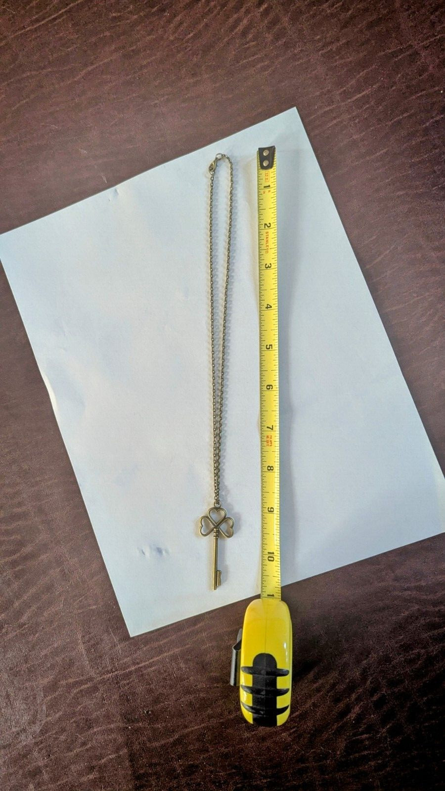 New Bronze color “antique look” key pendant necklace w/17 in. chain free ship