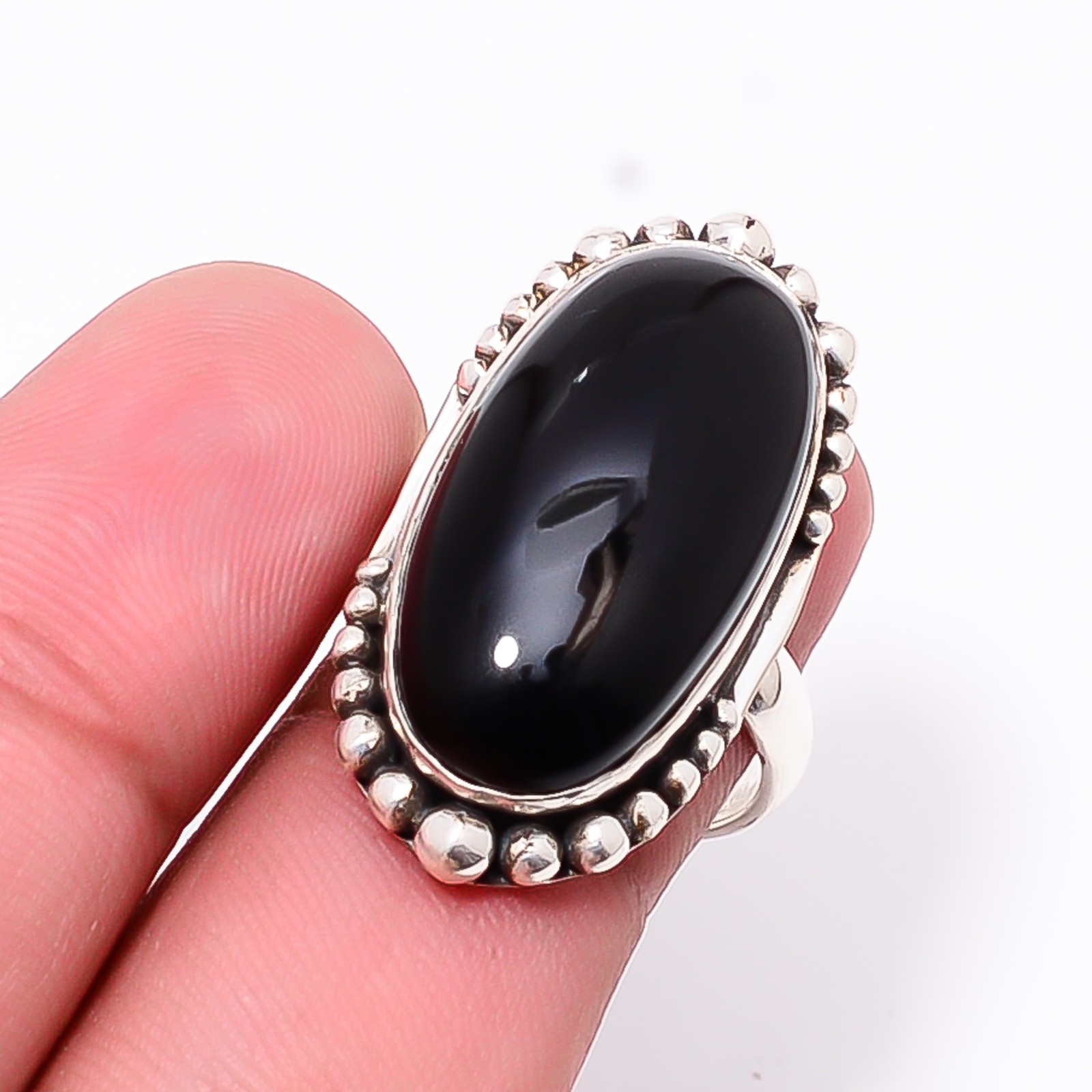 Black Onyx – Brazil Gemstone 925 Sterling Silver Ring S.7.5 R124810