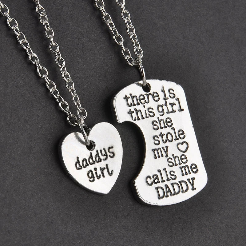 Daddys Girl Necklace Set Father Daughter Matching Heart Pendant Jewelry Gift 1PC