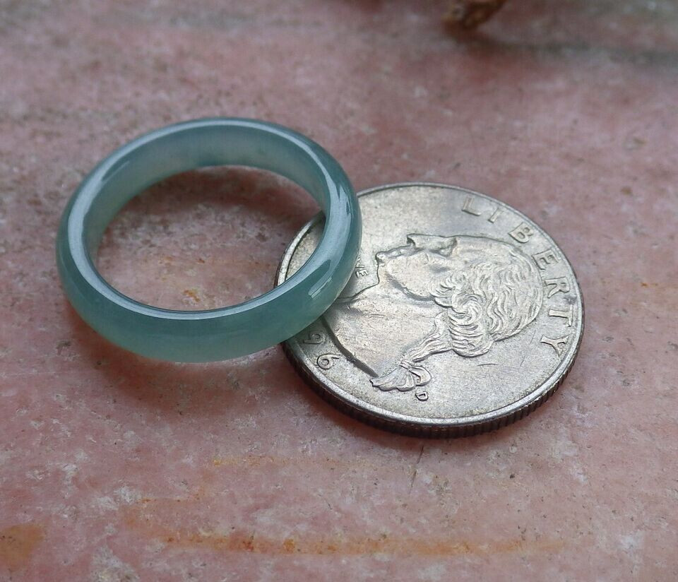 Video Certified Icy Green Natural A Jadeite Jade Circle Ring NO. 8 戒指 # 409845